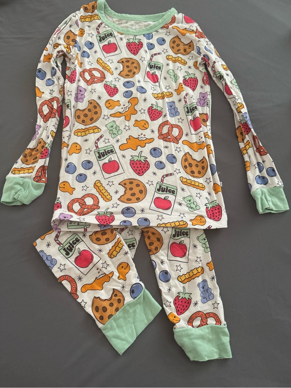 Kids Mint-Trim Snack Print Pajama Set
